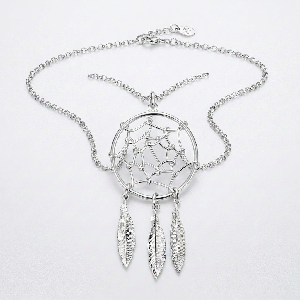 Sterling Silver 17 inch Necklace with Dream Catcher Pendant by Avera Group