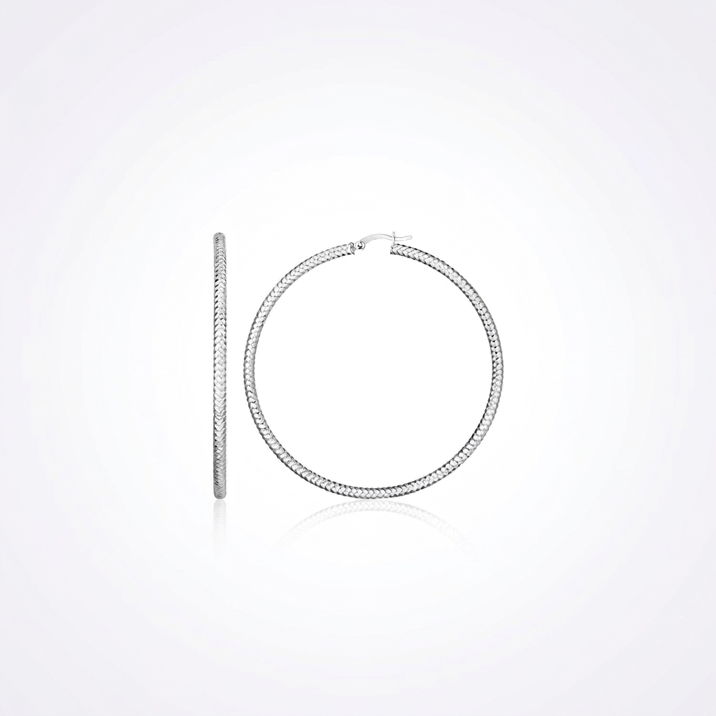 Sterling Silver Large Hoop Earring with Braid Texture by Avera Group