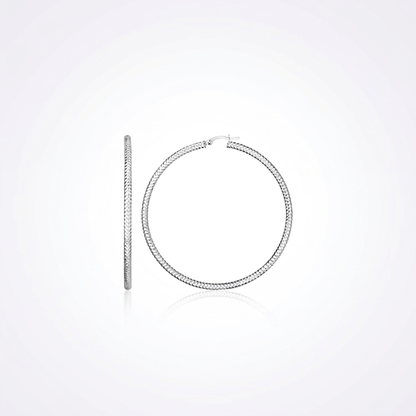Sterling Silver Large Hoop Earring with Braid Texture by Avera Group