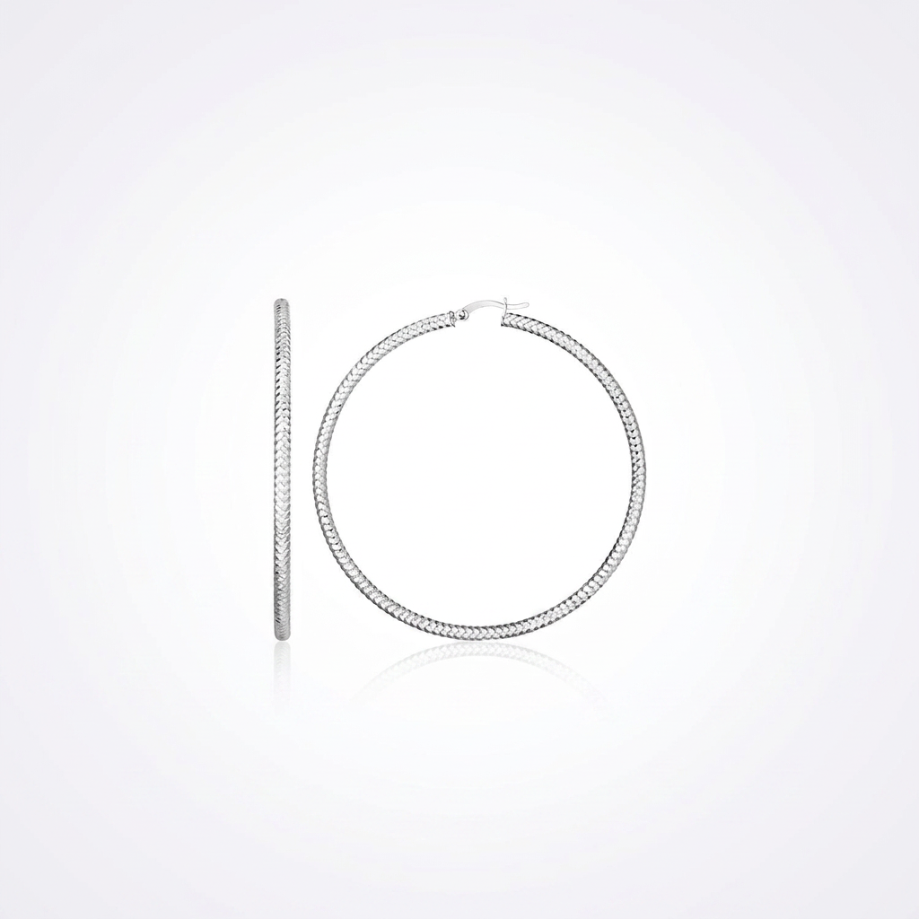 Sterling Silver Large Hoop Earring with Braid Texture by Avera Group