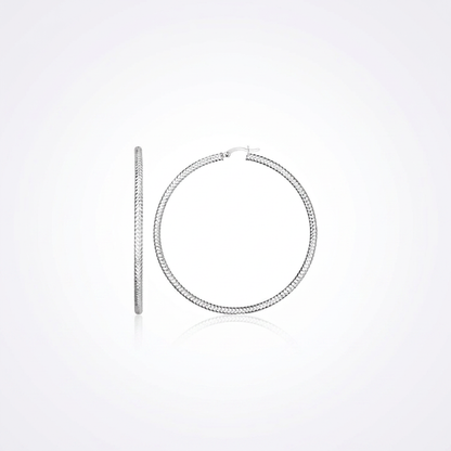 Sterling Silver Large Hoop Earring with Braid Texture by Avera Group