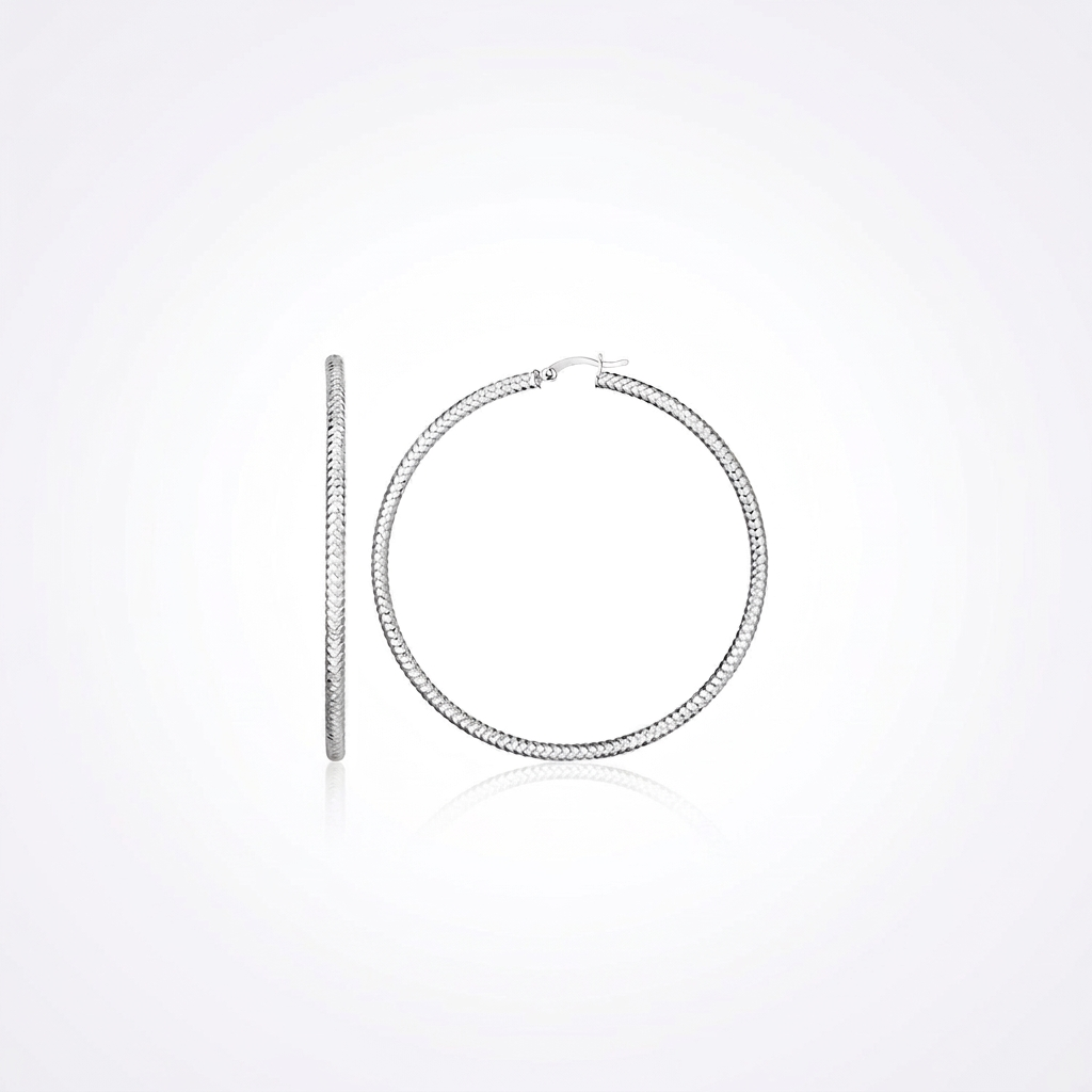 Sterling Silver Large Hoop Earring with Braid Texture by Avera Group