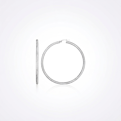 Sterling Silver Large Hoop Earring with Braid Texture by Avera Group
