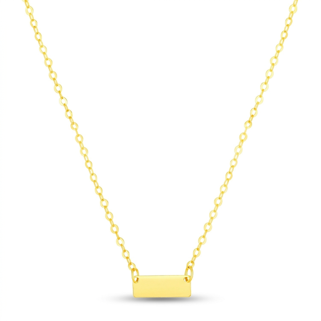 14k yellow gold polished mini bar necklace, Avera Group, view 3