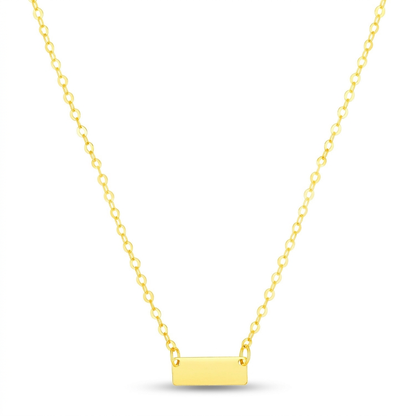 14k yellow gold polished mini bar necklace, Avera Group, view 3
