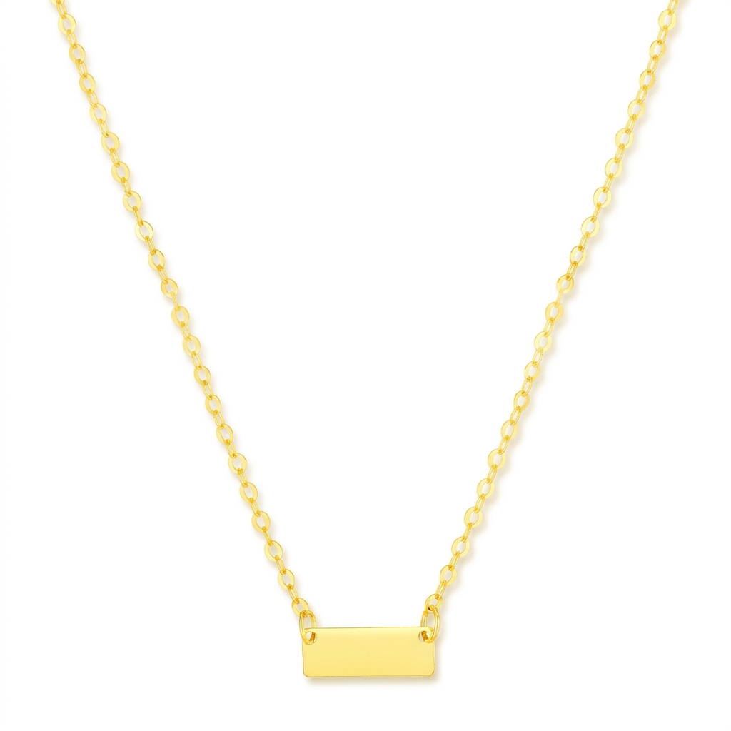 14k yellow gold polished mini bar necklace, Avera Group, view 2