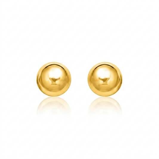 14k yellow gold 7.0mm round motif stud earrings, Avera Group, view 2