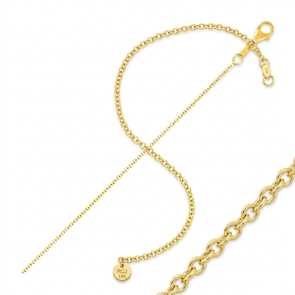 14k yellow gold 1.1 mm round cable link chain, Avera Group, view 3