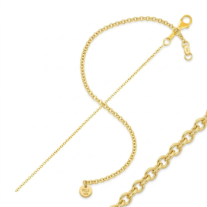 14k yellow gold 1.1 mm round cable link chain, Avera Group, view 3