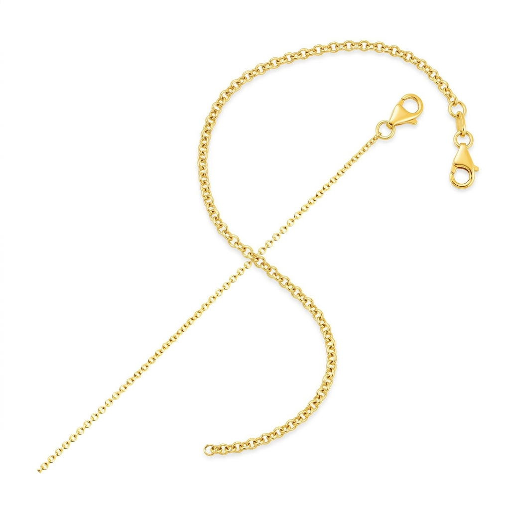 14k yellow gold 1.1 mm round cable link chain, Avera Group, view 2
