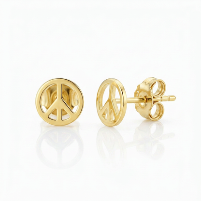 14k yellow gold peace sign post earrings, Avera Group, view 4