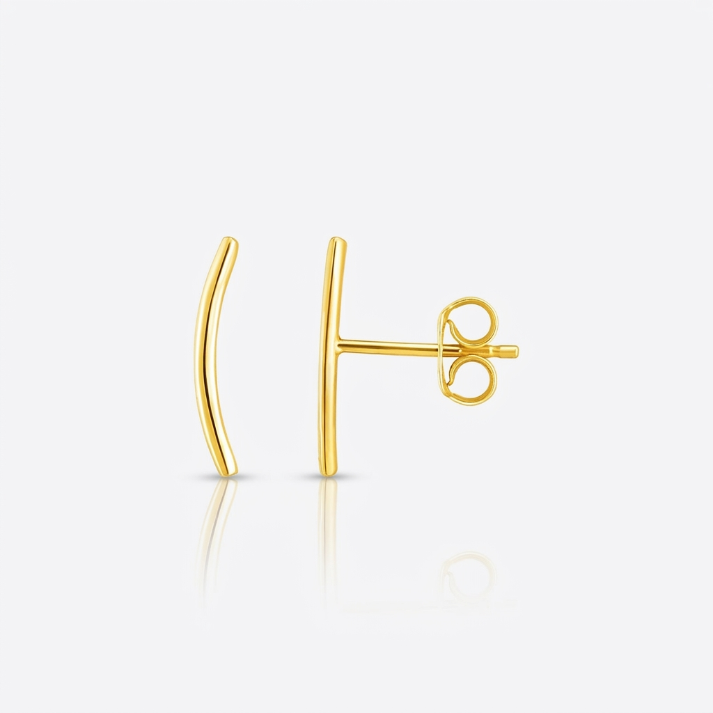 14k yellow gold curve climber post earrings, Avera Group, view 2