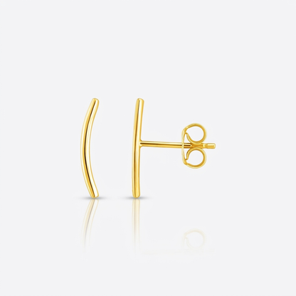 14k yellow gold curve climber post earrings, Avera Group, view 2