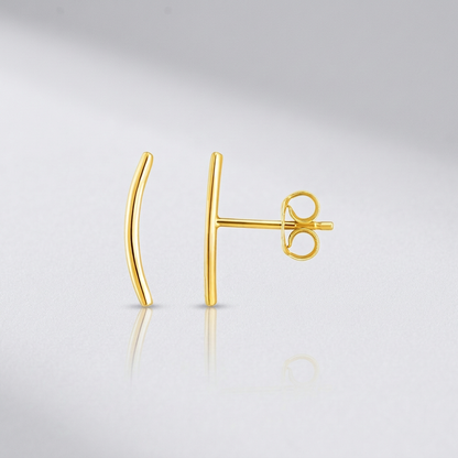 14k yellow gold curve climber post earrings, Avera Group, view 4