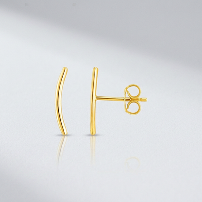 14k yellow gold curve climber post earrings, Avera Group, view 3