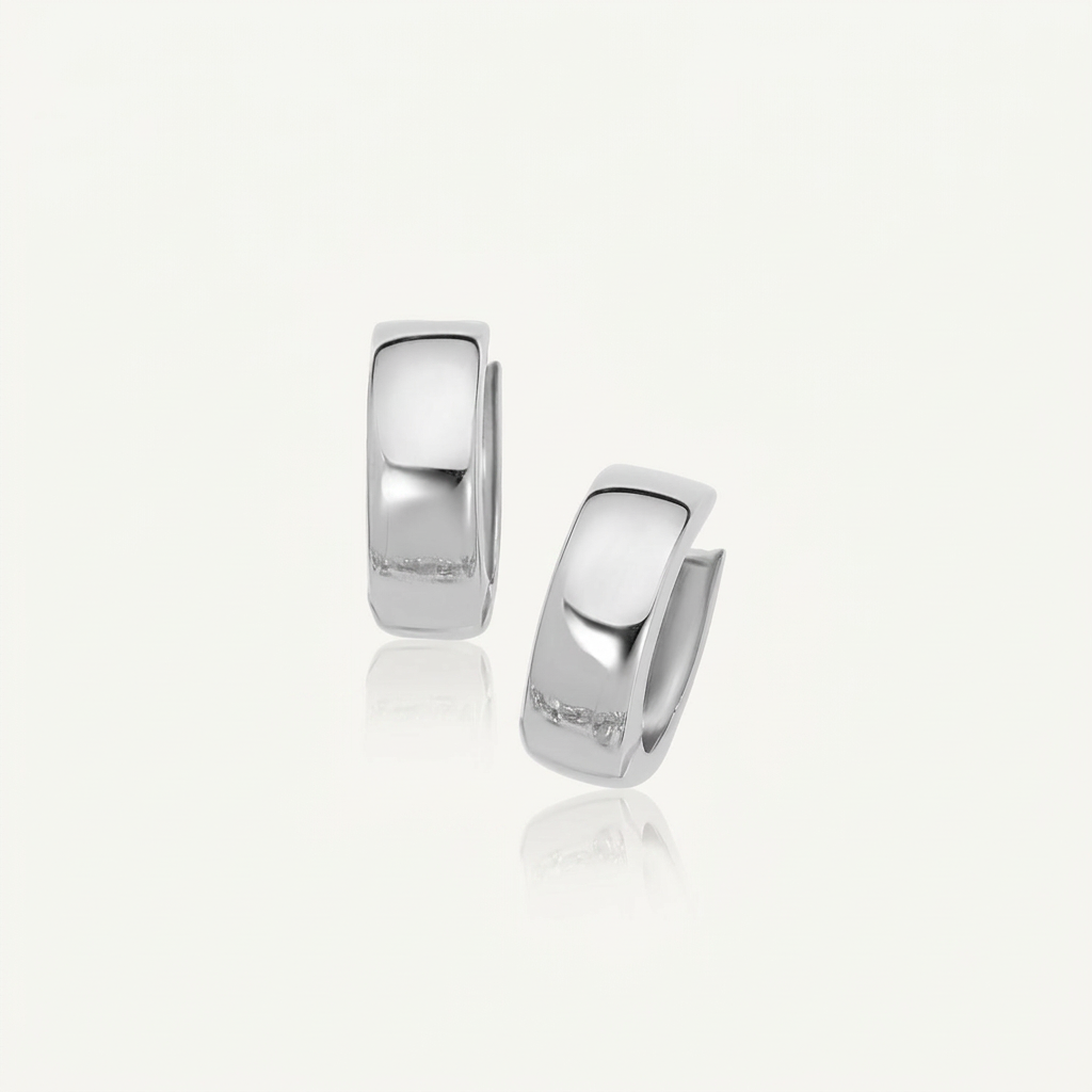 Avera Group 10K white gold snuggable hoop earrings, view 2