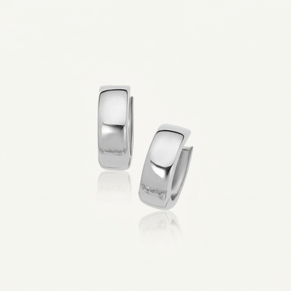 Avera Group 10K white gold snuggable hoop earrings, view 2
