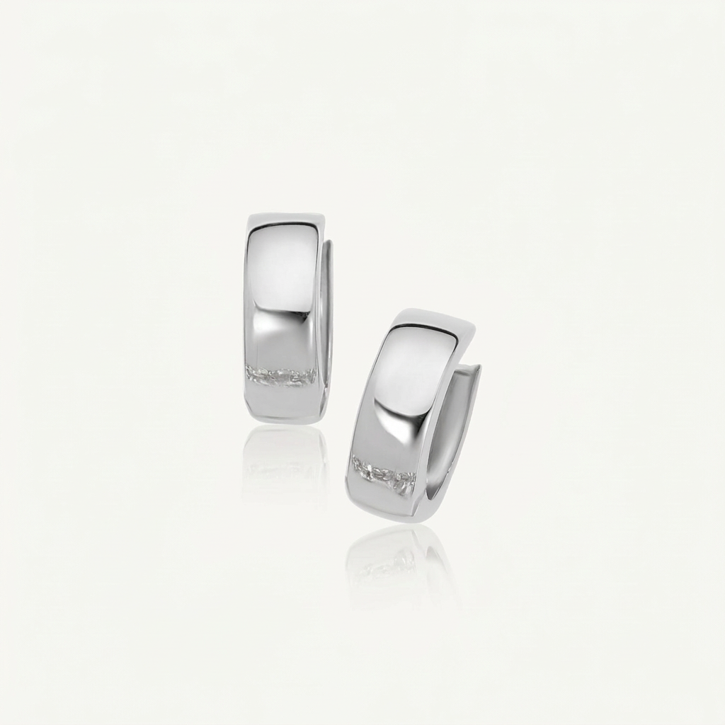 Avera Group 10K white gold snuggable hoop earrings, view 3
