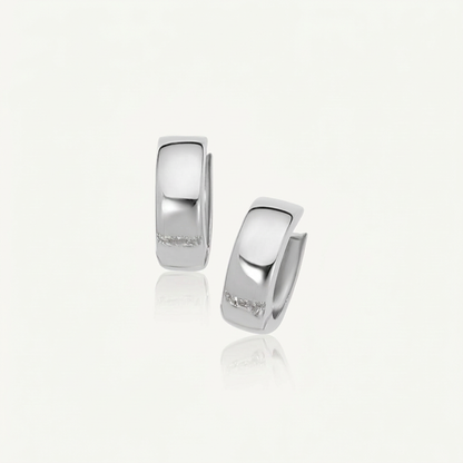 Avera Group 10K white gold snuggable hoop earrings, view 3