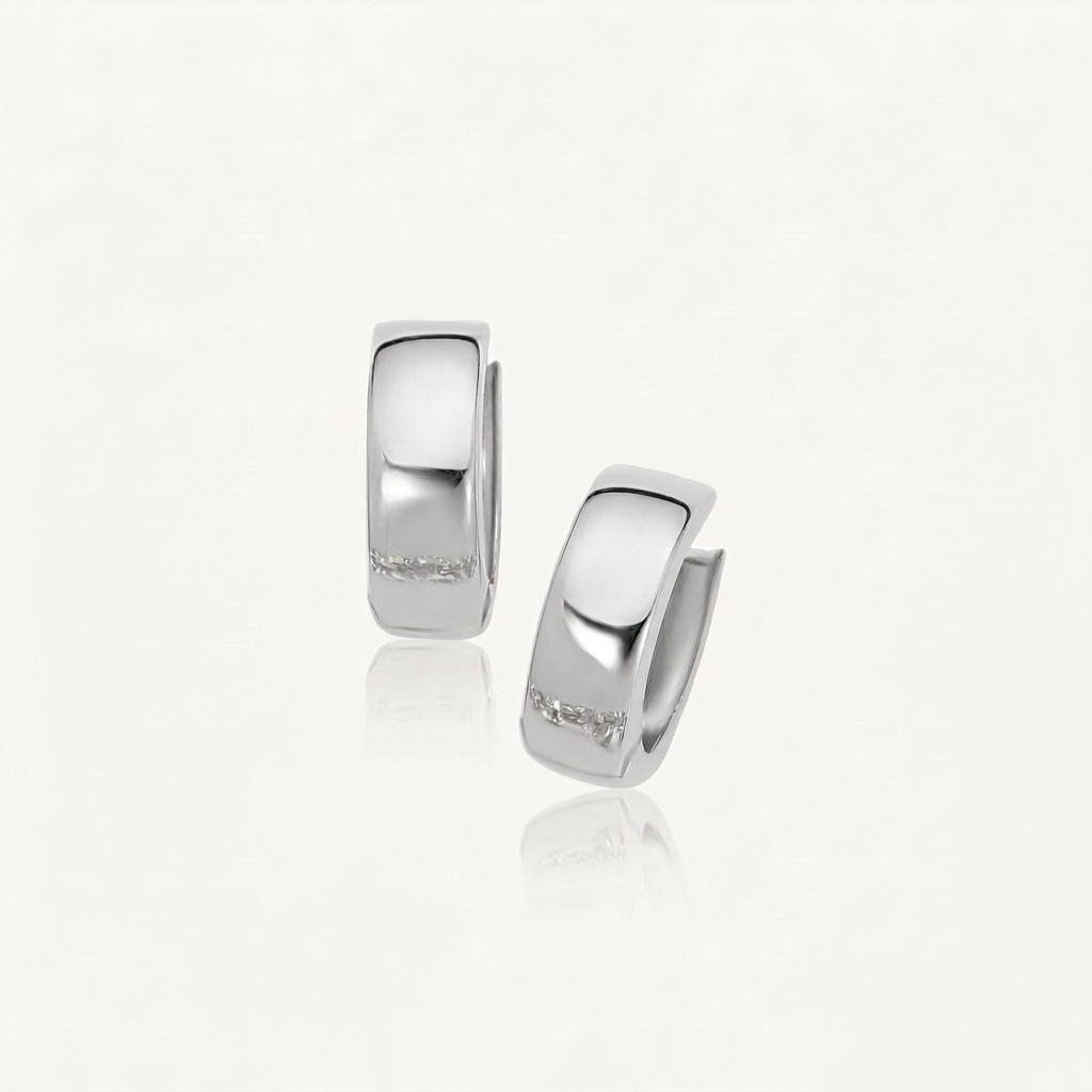 Avera Group 10K white gold snuggable hoop earrings, view 4
