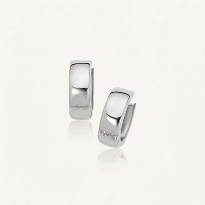 Avera Group 10K white gold snuggable hoop earrings, view 4