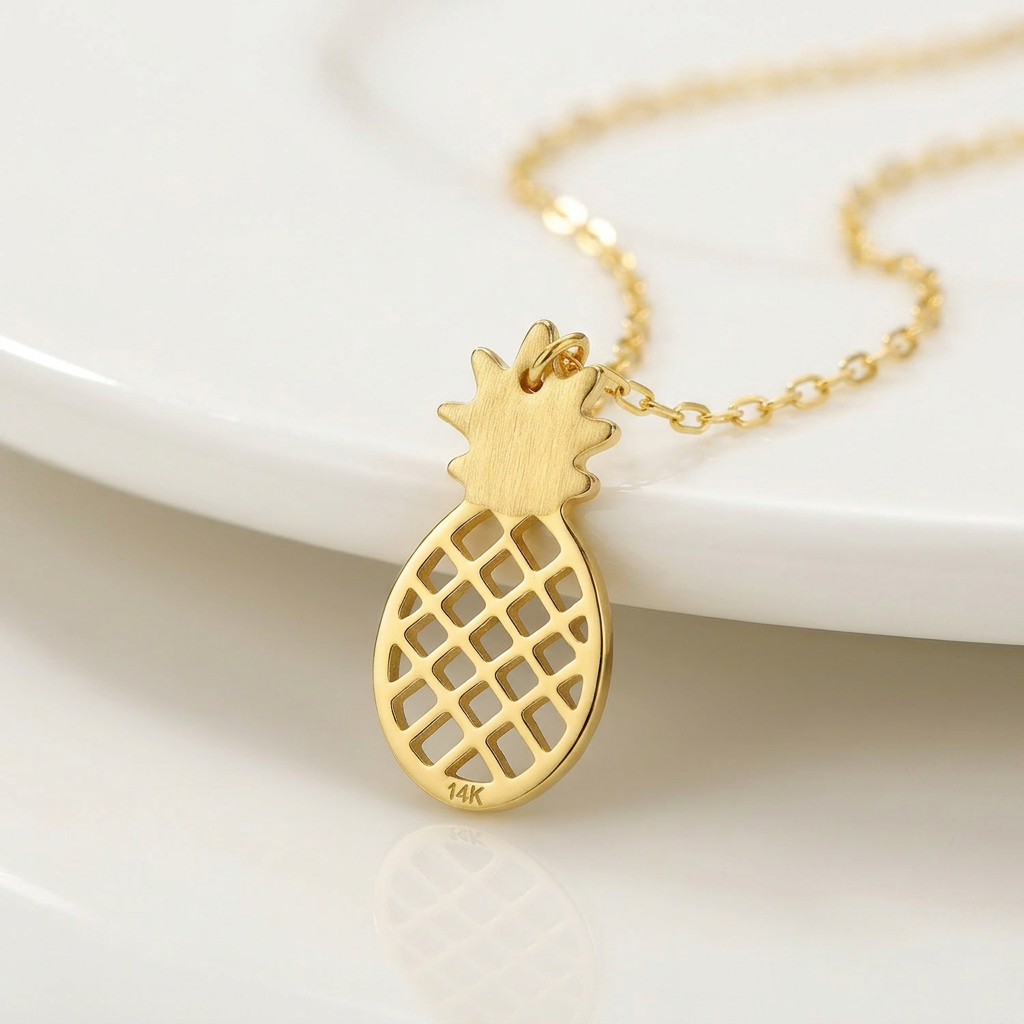 14k yellow gold pineapple necklace, Avera Group, view 3