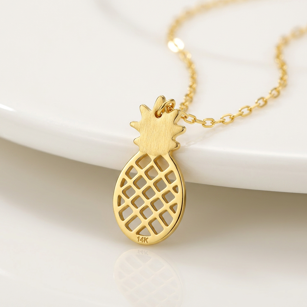 14k yellow gold pineapple necklace, Avera Group, view 2