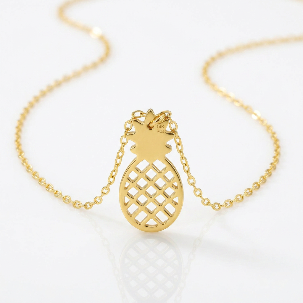 14k yellow gold pineapple necklace, Avera Group, view 4