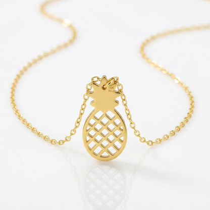 14k yellow gold pineapple necklace, Avera Group, view 4