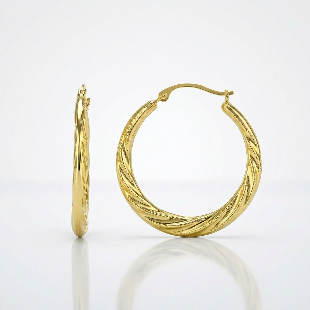10k Yellow Gold Graduated Twisted Hoop Earrings, Avera Group, view 4