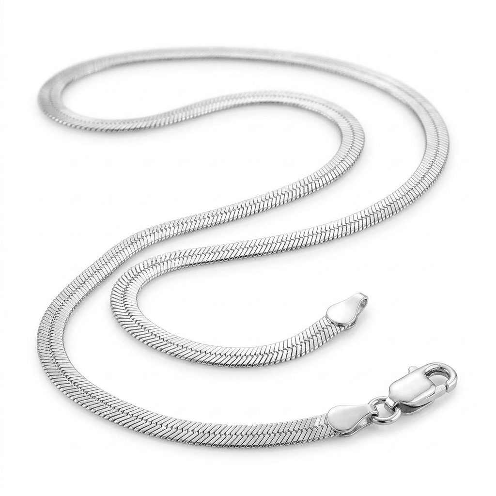 Sterling Silver Rhodium Plated Herringbone Chain 3.3mm by Avera Group