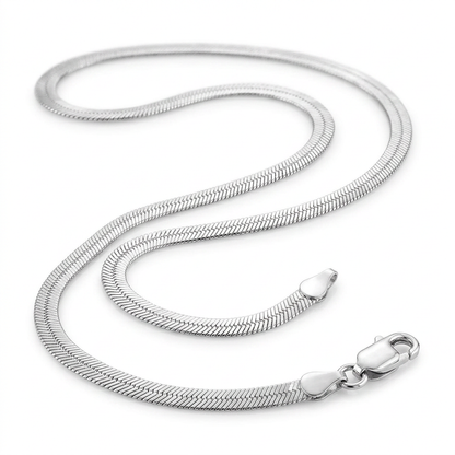 Sterling Silver Rhodium Plated Herringbone Chain 3.3mm by Avera Group