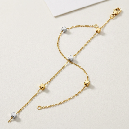 14k two-tone gold bracelet with polished cubes by Avera Group, view 2