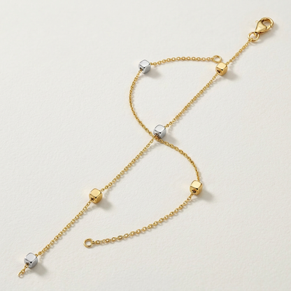 14k two-tone gold bracelet with polished cubes by Avera Group, view 3