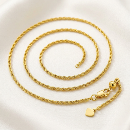 Sterling Silver in Yellow Finish 1.5mm Adjustable Rope Chain by Avera Group
