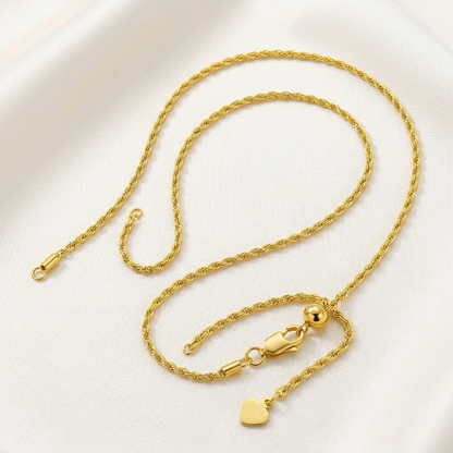 Sterling Silver in Yellow Finish 1.5mm Adjustable Rope Chain by Avera Group