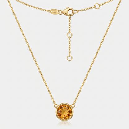 14k yellow gold 17 inch necklace with round citrine by Avera Group, view 4