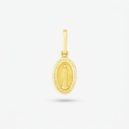 14k yellow gold oval religious medal pendant, Avera Group, view 2