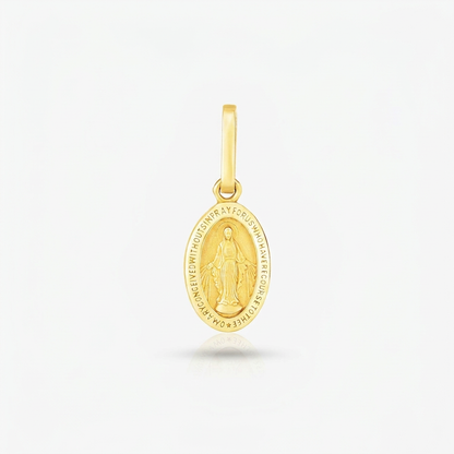 14k yellow gold oval religious medal pendant, Avera Group, view 4