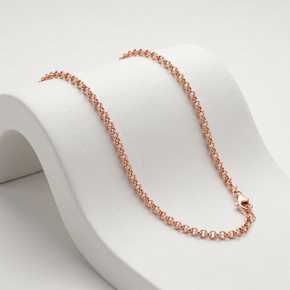 14k pink gold round cable link chain, 1.1mm, Avera Group, view 2