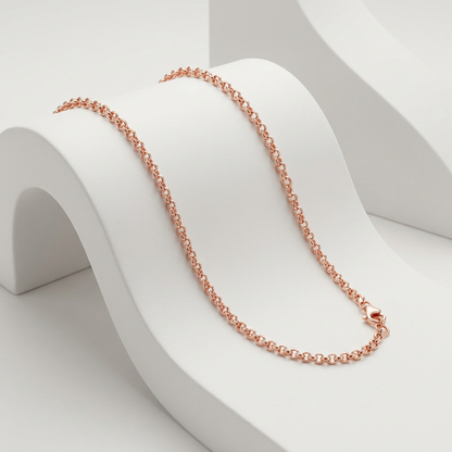 14k pink gold round cable link chain, 1.1mm, Avera Group, view 3