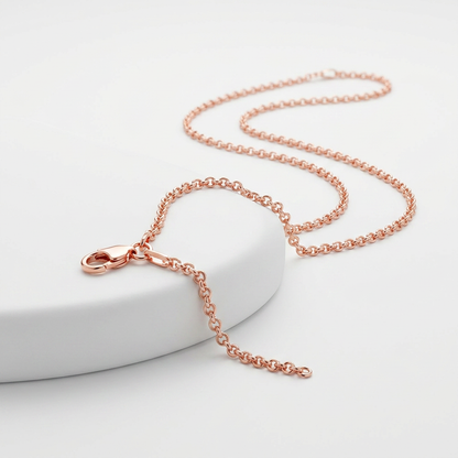 14k pink gold round cable link chain, 1.1mm, Avera Group, view 4
