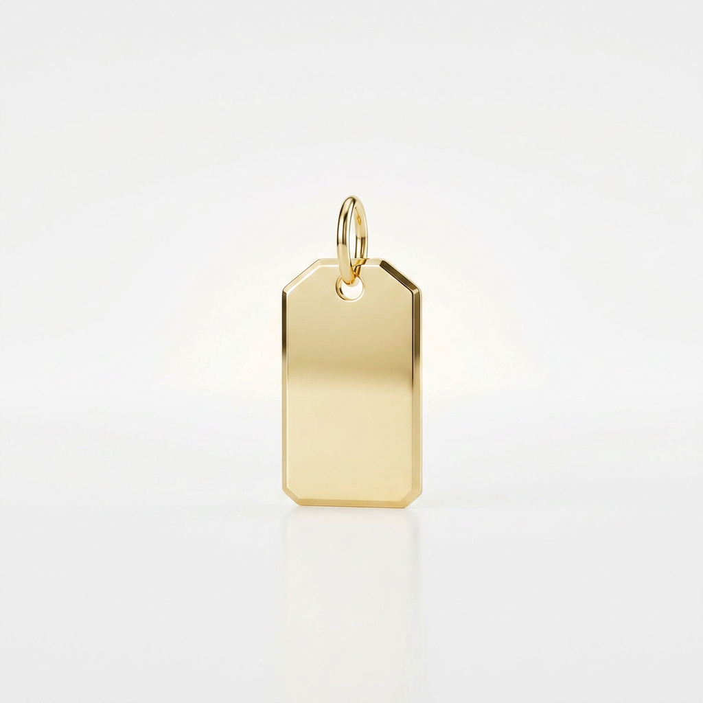 14k yellow gold polished tag pendant, Avera Group, view 2