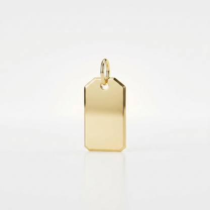 14k yellow gold polished tag pendant, Avera Group, view 2