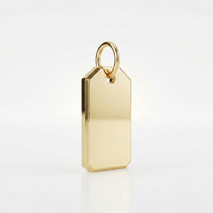 14k yellow gold polished tag pendant, Avera Group, view 3