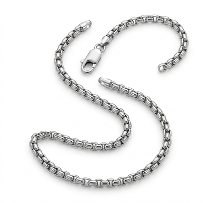 5.2mm rhodium-plated sterling silver round box chain by Avera Group, additional view