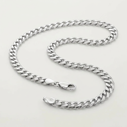 Rhodium Plated 5.6mm Sterling Silver Curb Style Chain by Avera Group