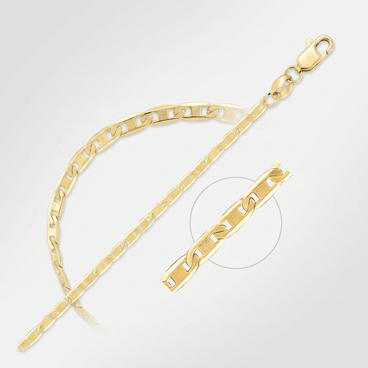 14k yellow gold mariner link anklet, 1.7mm, Avera Group, view 2