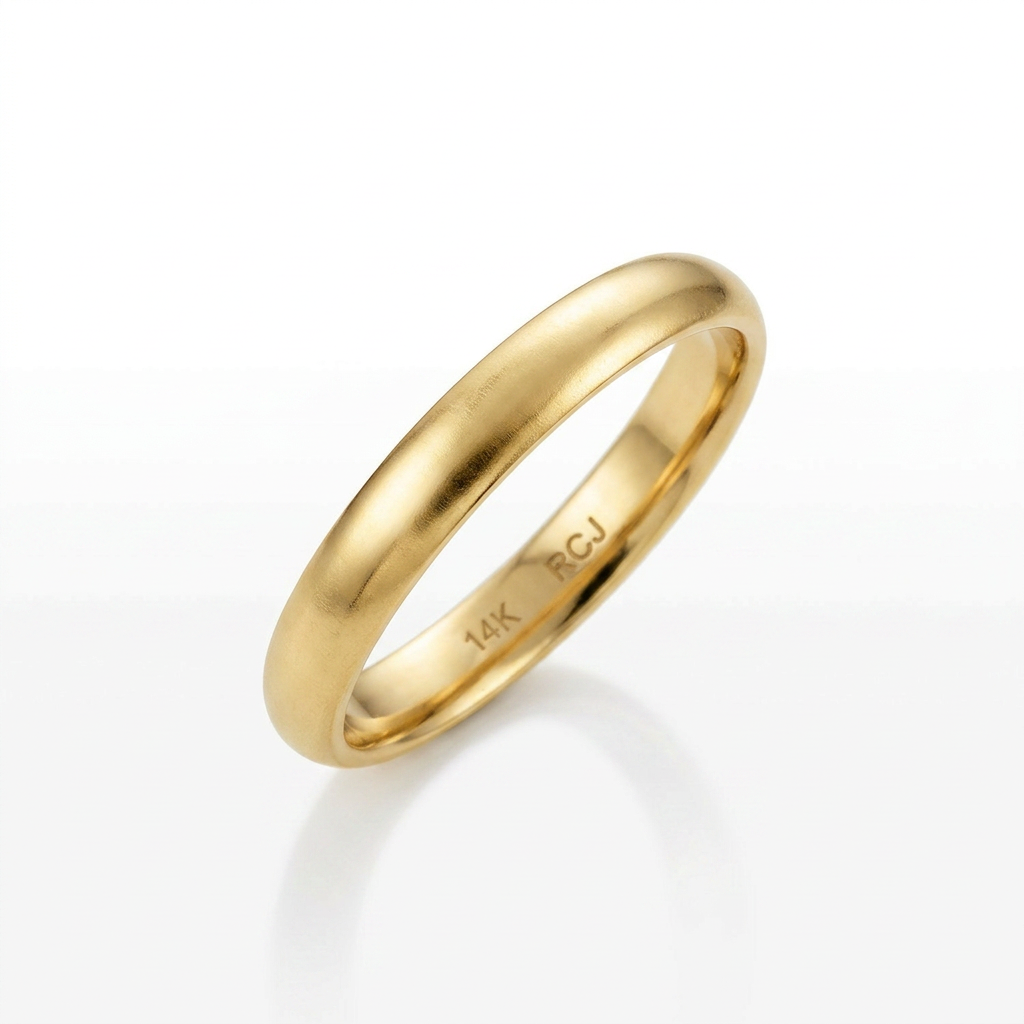 14k yellow gold 3mm comfort fit wedding band by Avera Group, view 2