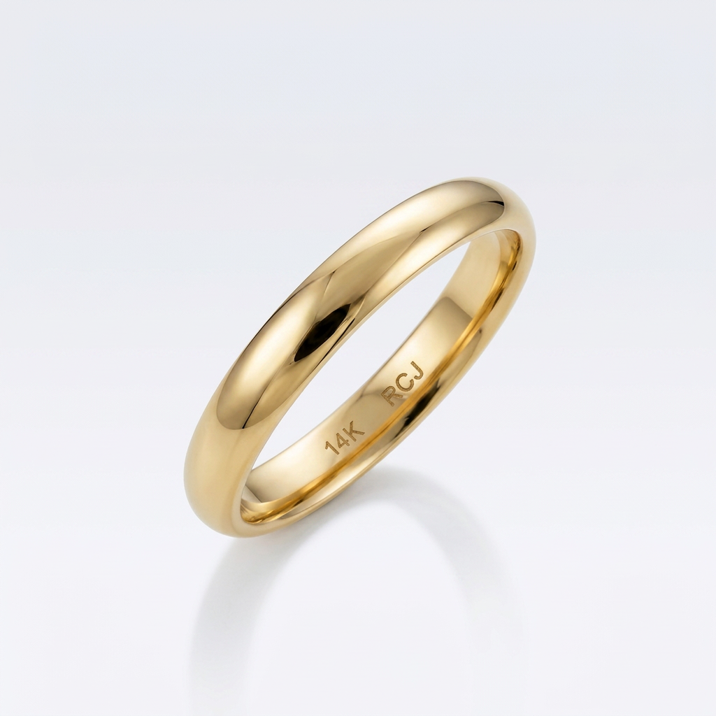 14k yellow gold 3mm comfort fit wedding band by Avera Group, view 3